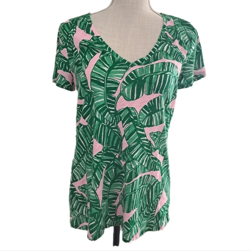 Lilly Pulitzer Etta V-Neck Tee Small Conch Shell Pink NWT